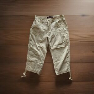 Gloria Vanderbilt Sz 10 Beige Capri Beaded Embroidered Pants CoastaL Beachy